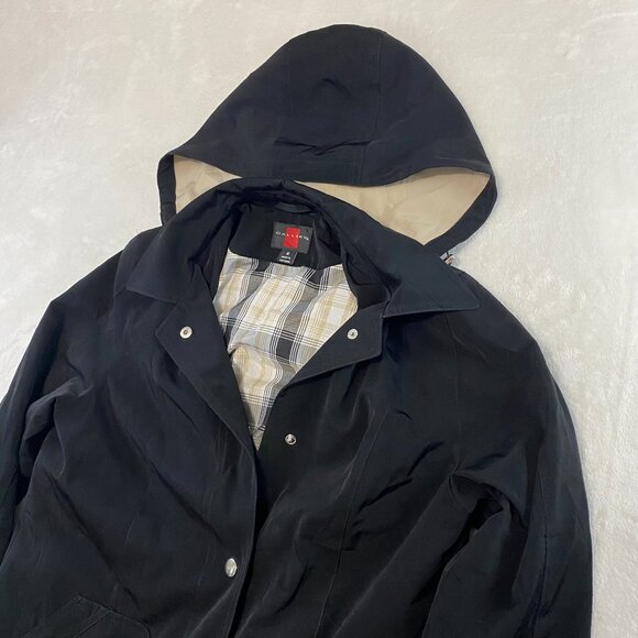 Gallery Plaid Lined Jacket Coat Women’s Medium Black Snap Up - Picture 2 of 9